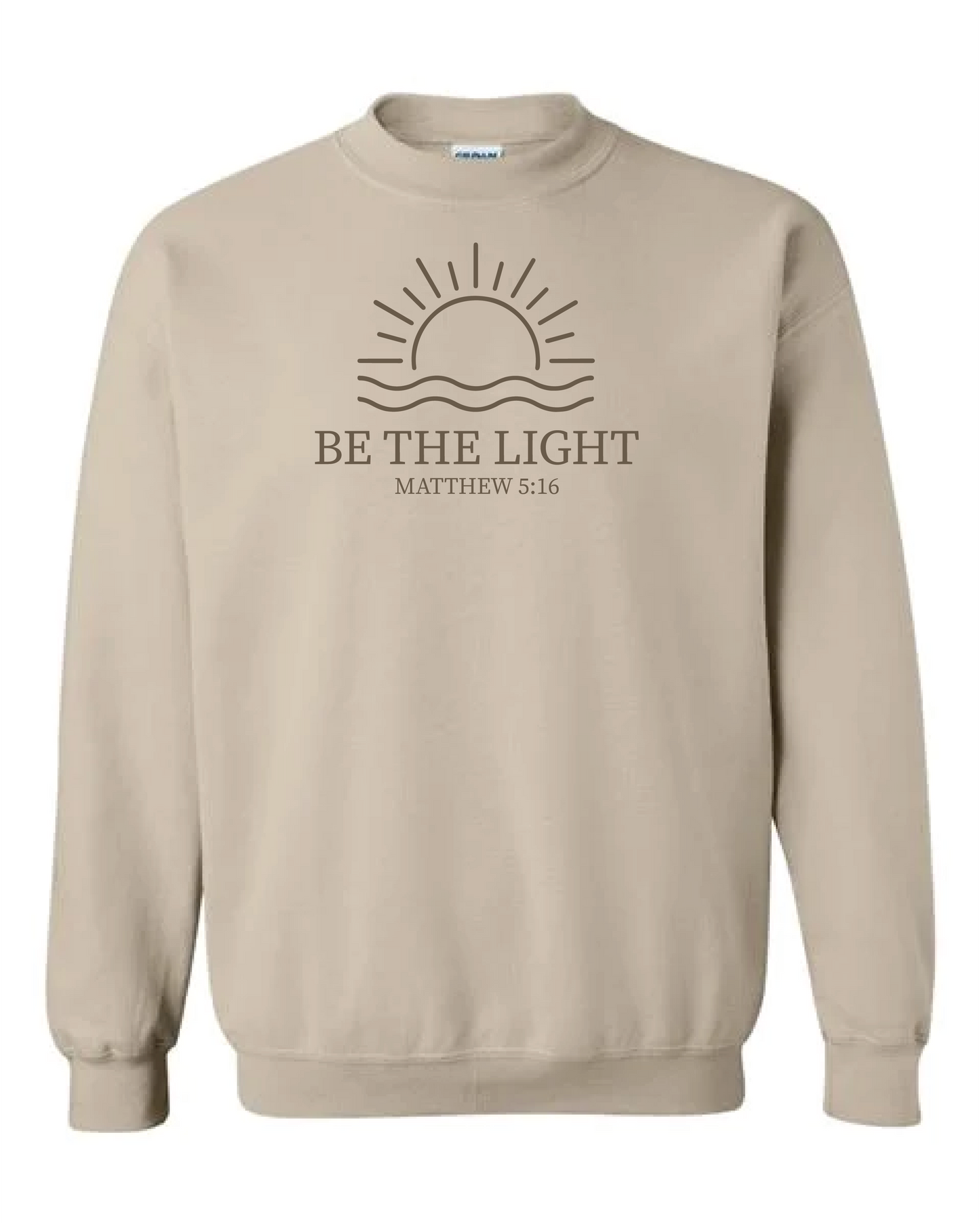 Be the Light Crewneck Sweatshirt (Tan and Heather Green)