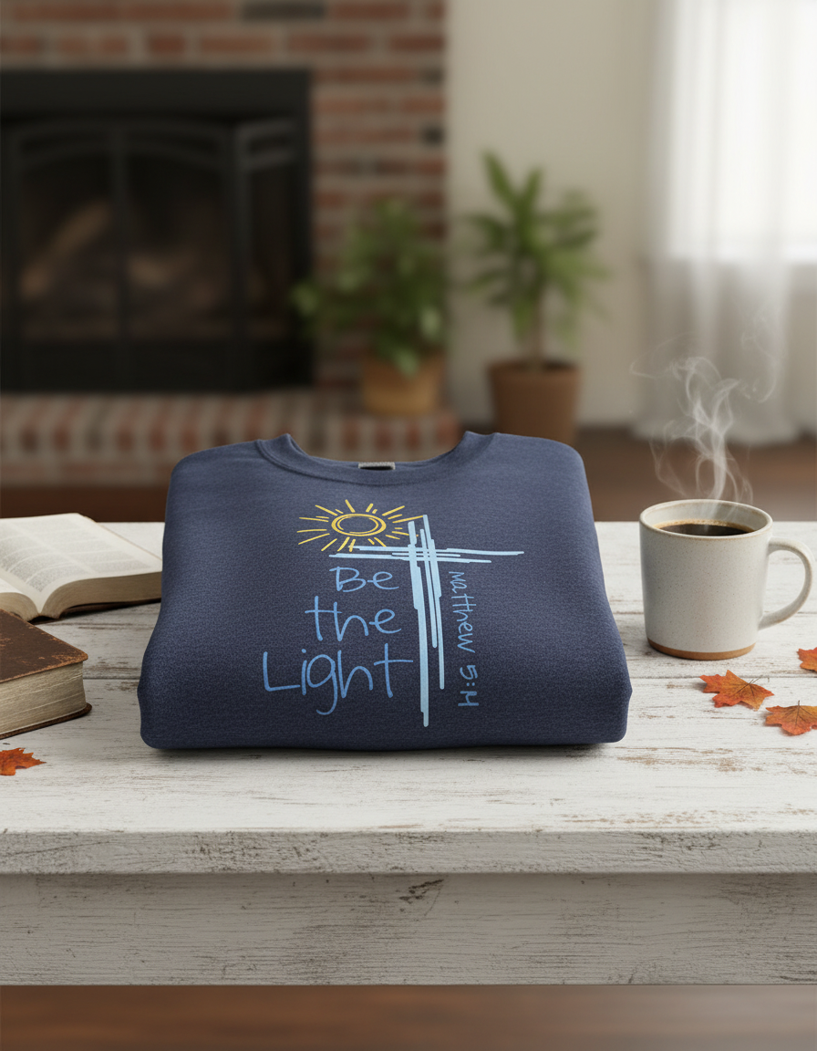 Be the Light Sun and Cross Crewneck Sweatshirt