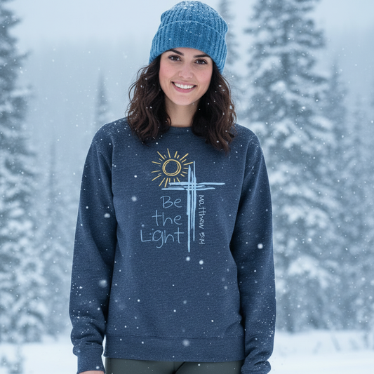 Be the Light Sun and Cross Crewneck Sweatshirt