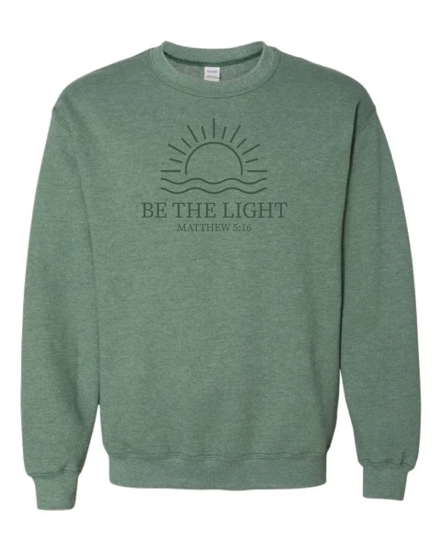 Be the Light Crewneck Sweatshirt (Tan and Heather Green)