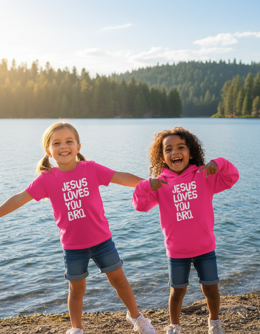 Youth Jesus Loves You Bro Hooded Sweatshirt and T-Shirt